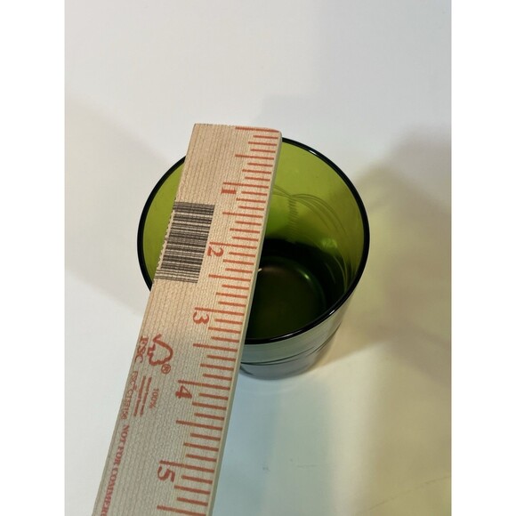 Palm Tree Etched Green Rocks Glasses MCM Vintage Weighed Bottoms Set Of 4 - Picture 9 of 9